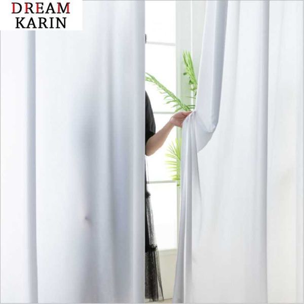 Bianco opaco addensare tenda trasparente per soggiorno camera da letto cucina tinta unita tulle di seta voile tenda della finestra decorazione 210712