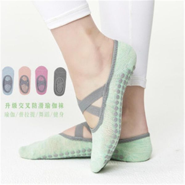 

yoga blankets solid color womens dancing fitness socks silicone sole anti slip pilates sticky bottom workout grip with ballet cross