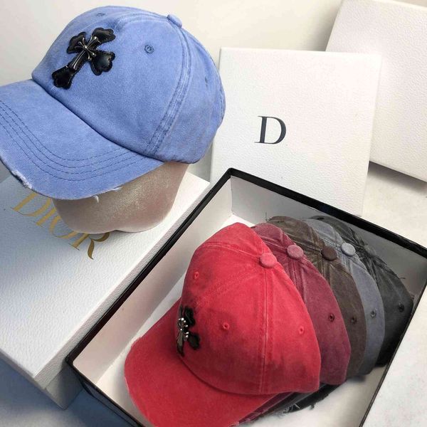 

worn out washed cotton cross baseball cap for men and women, Black;white
