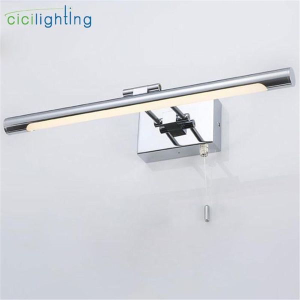 

wall lamp pull chain switch bathroom vanity lights fixtures,modern indoor led lamps rectangle acrylic mirror chrome