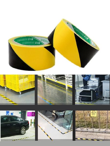 Sinal de tráfego auto-adesivo Ground Workshop não-poeira marco de marco preto amarelo à prova d 'água de segurança