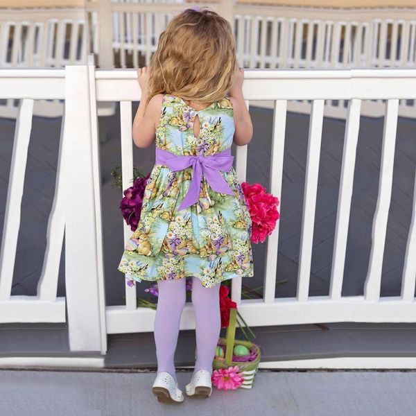 

clothing sets toddler baby girls sleeveless easter cartoon printed princess dress baby's outfits girl kids suits, White