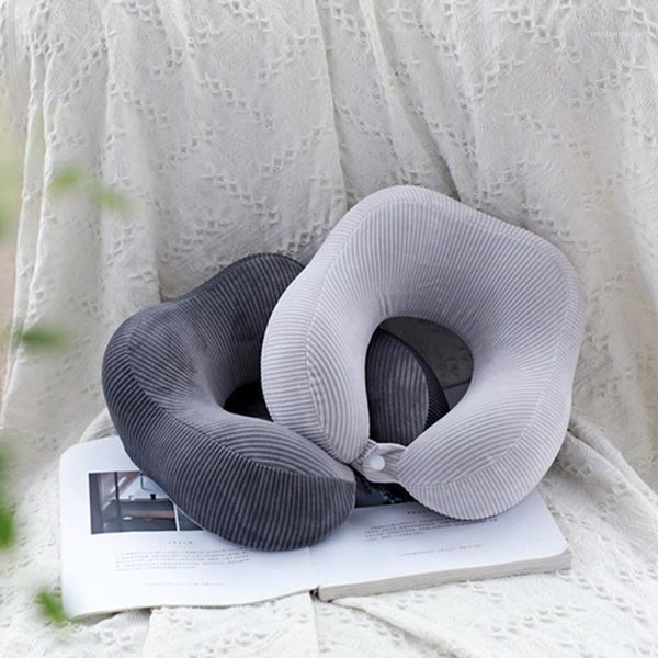 

memory foam train plane travel outdoor portable pillow folding slow rebound neck for airplane u-shaped pillow1