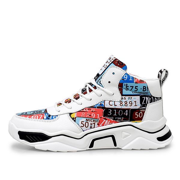 

2021 fashion white high sneakers for men breathable mesh+up lace up casual men shoes trainers shoes for male chaussure homme