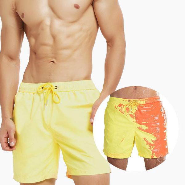 

men's plus size swimming trunks parent-child style magical color change shorts quick dry summer swimwear beach pants