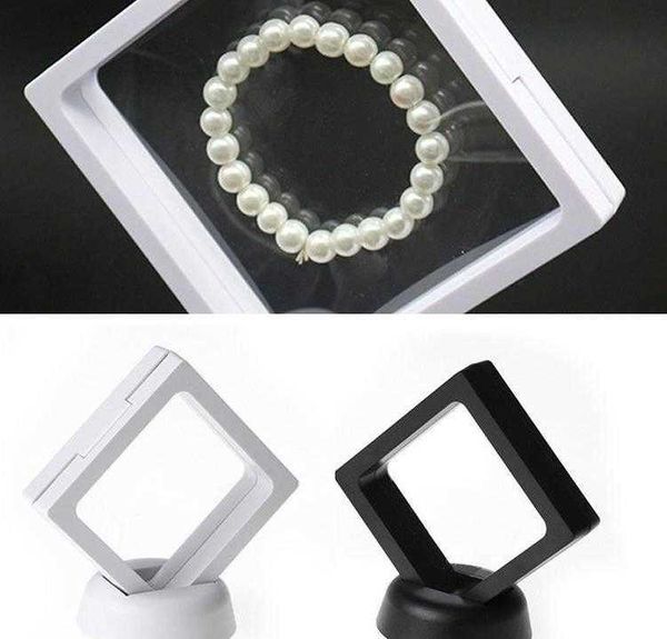 100 stücke Pet Membran Schmuck Ring Anhänger Display Ständer Halter Verpackung Box Schutz Schmuck Schwimmende Präsentation Fall Großhandel (KEINE BASE)