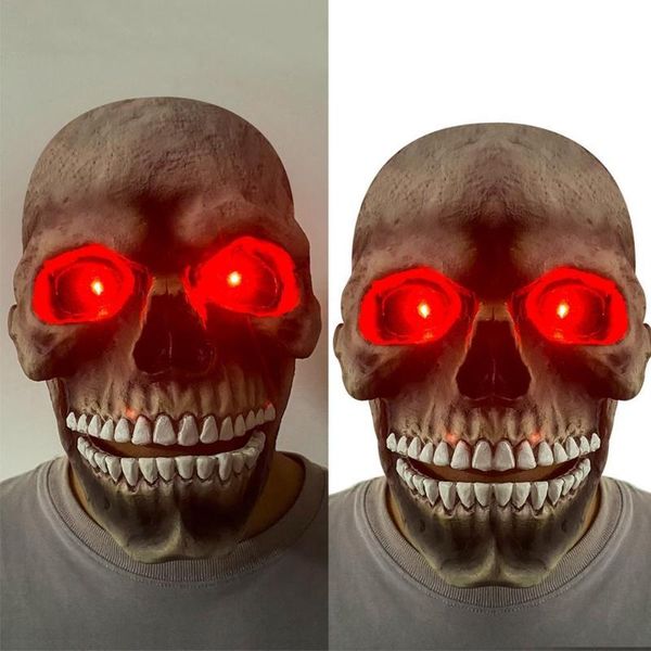 

hats, scarves & gloves sets 2021 halloween skull led lamp headgear demon mask cosplay ghost skeleton head horror movable jaw house props dec, Blue;gray