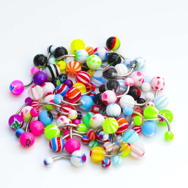 

human body puncture jewelry mixed color acrylic navel ring multicolor nail set batch