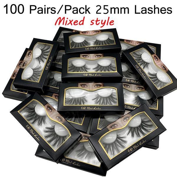 

wholesale eyelashes 20/30/50/100 pairs mink bulk 3d lashes makeup dramatic 25mm luxury 25 mm false eyelash1