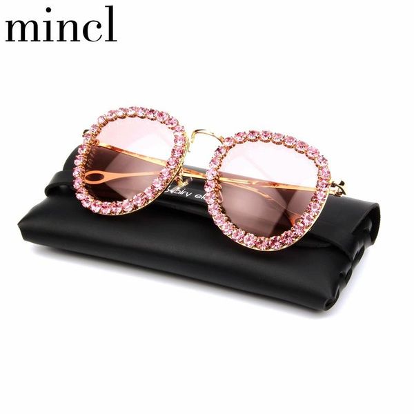 

sunglasses 2021 luxury retro diamond oval pink yellow women brand designer vintage rivet sun glasses female men shades nx, White;black