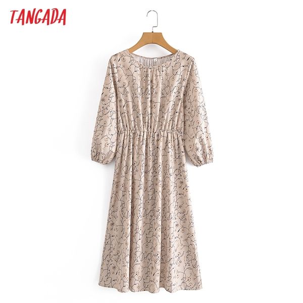 

korean fashion women print shirt strethy waist vintage long sleeve office ladies midi dress 3a66 210416, Black;gray