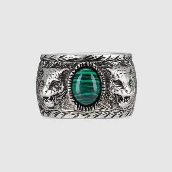 

ancient home double g tai silver do old tiger head turquoise ring men women brand jewelry gift website the same style original packaging