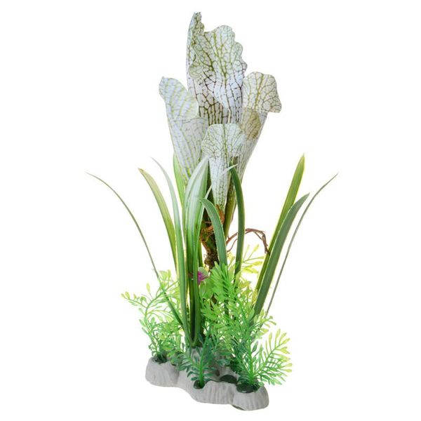 

saim artificial white flower tree plastic plant decor for aquarium fish tank bonsai ornament decorations