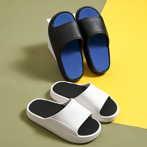 

slippers thick platform horsehold men women indoor bathroom slides soft eva anti-slip home floor summer shoes, Black