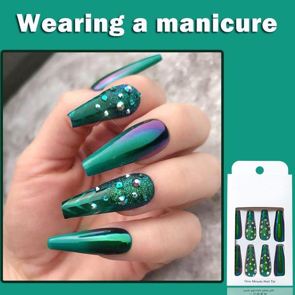 

long press on nails artificial ballerina coffin glossy false full cover fake for woman girls sets kits kg66 nail art