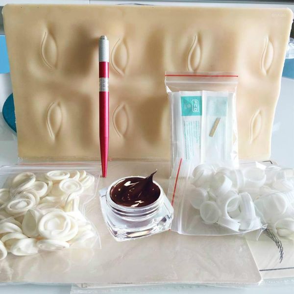 

permanent makeup kits microblading pen manual eyebrow paste with 30pcs needle 5pcs practice skin for learner use 1