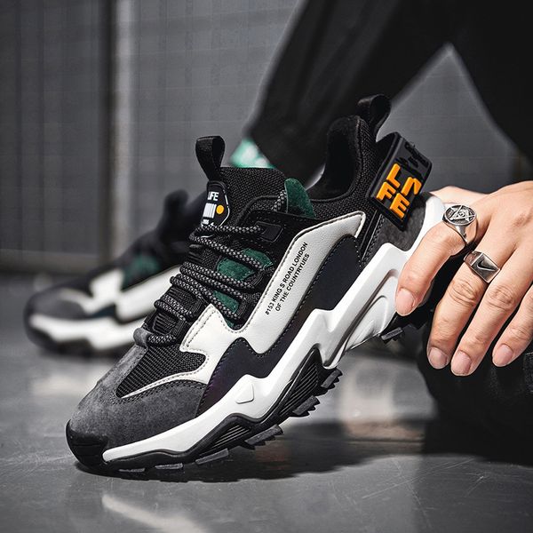 

464748 size cross-border large size colorful dad shoes mens fashionable ins fashionable shoes 2021 spring new thick sole increased by runnin, Black;white