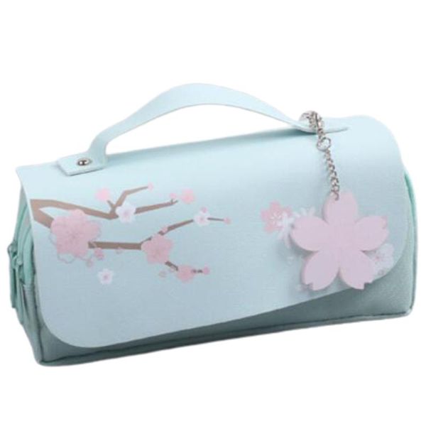 

pencil bags -cherry blossom case pu leather stationery sweet
