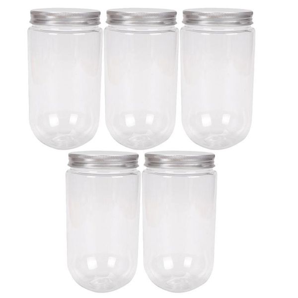 

5pcs 500ml dessert cups disposable u shaped milk tea bottle plastic transparent juice beverage drinking cup with lid mugs