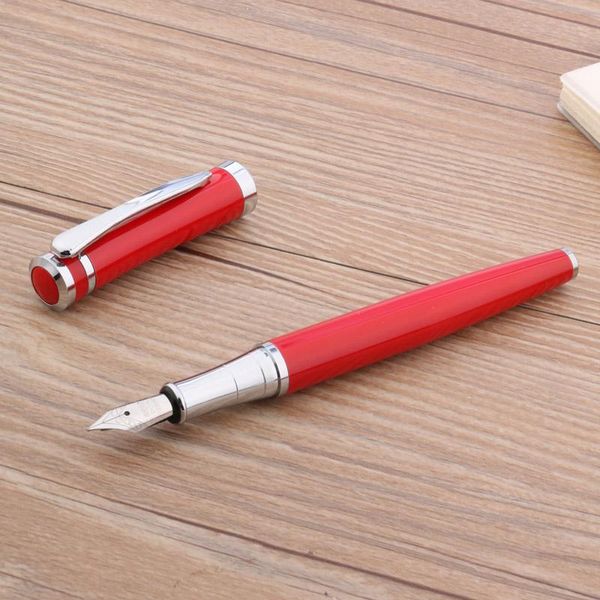 

fountain pens office student red silver 3035 medium nib pen