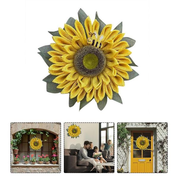 

decorative flowers & wreaths spring artificial simulation leaf bee wedding sunflower wreath door garland wall hanging home party decoration