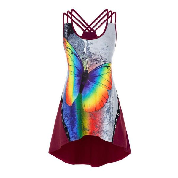 

women's blouses & shirts womail plus size women summer blouse butterfly printed clavus sleeveless casual fashion clothing 526#3, White