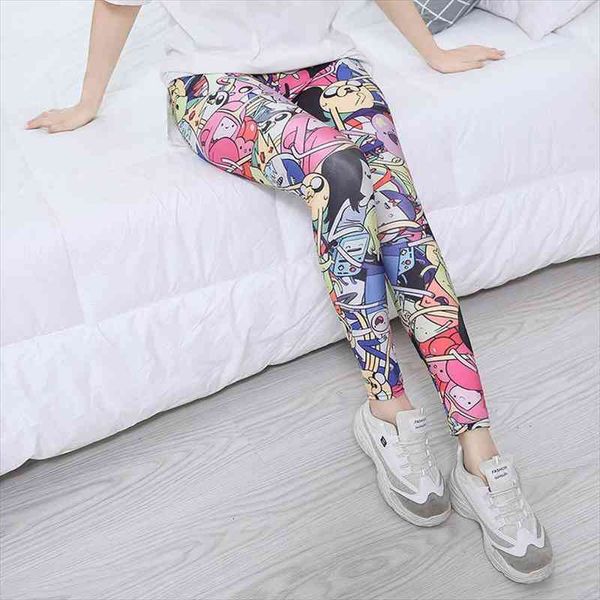 

women digital cartoon printing workout leggings high waist push up fitness slim leggings womens fashion gym leggins pants, Black