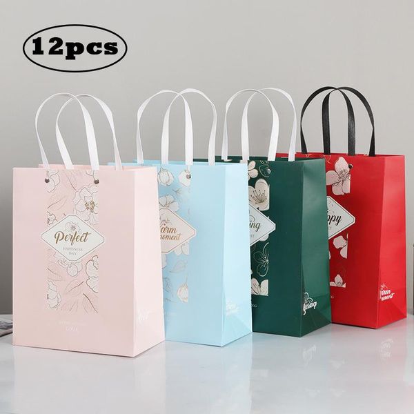 

gift wrap 12pcs pack tote bags shopping takeaway bag cardboard paper cartoon printed thickening environmental