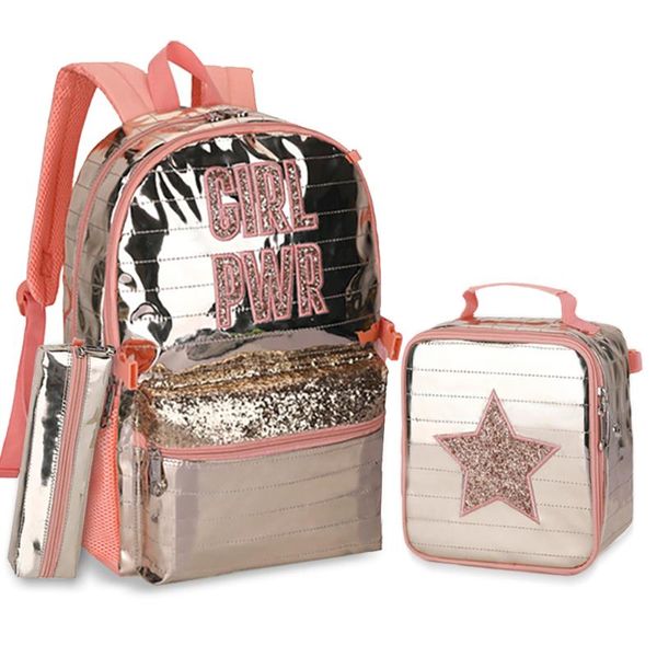 

school bags backpacks for teenagers girls waterproof spine protection schoolbag sequined detachable lunch bag