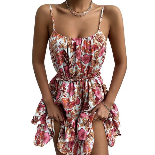 

2021 summer suspender one neck open back sleevels short cake skirt, Black;gray