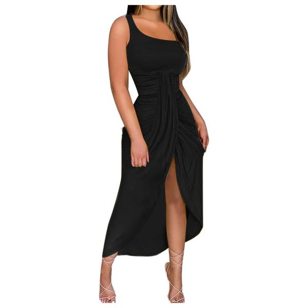 

party dresses women's summer solid strapless long dress beach split club 2021 fashion sexy, White;black