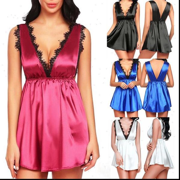 

ice silk strap women sleepwear lace nightdress lingerie blue black rose size s  l xl europe and the, Black;red