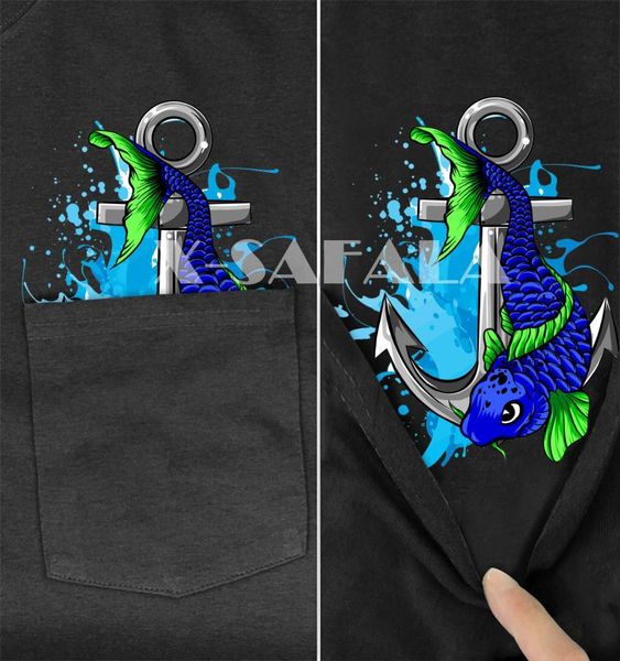 

men's t-shirts rainbow trout fishingt shirt fashion summer pocket printed t-shirt for women shirts hip hop funny cotton tees-3, White;black