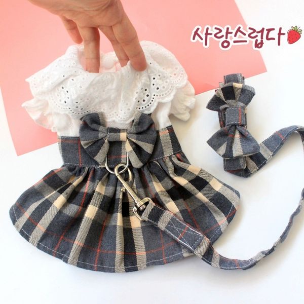 

dog thin skirt with traction rope cht back net red princs summer teddy bear pet cat cloth