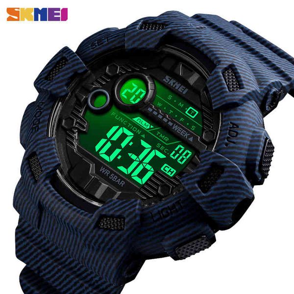 

skmei fashion sport watch men alarm clock cowboy waterproof week display es denim digital relogio masculino 1472, Silver
