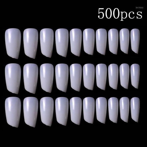 

500pcs/pack long coffin false nails fake manicure artificial tips salon professional home diy accessory extension full cover1, Red;gold