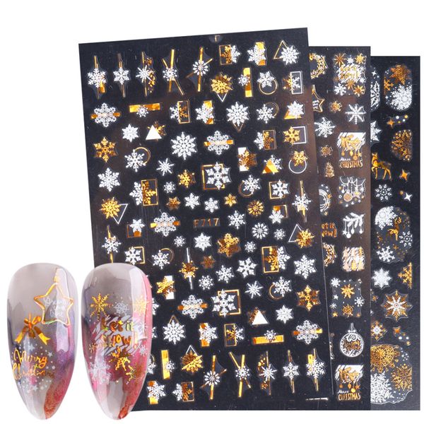 Autunno Ringraziamento Unghie Art Stickers Decalcomanie Laser 3D Lamina per unghie in oro e bianco Colori autunnali Accessori 8 disegni