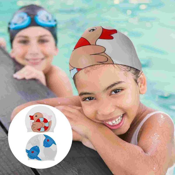 

swimming caps 2pcs waterproof children swim hat bathing accessory