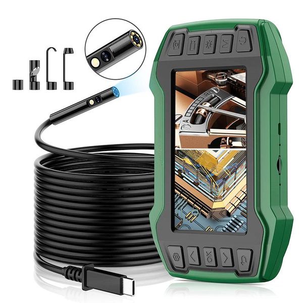 

cameras single dual lens industrial 1080p 4.5" ips snake video inspection with 8 led detachable semi-rigid cable