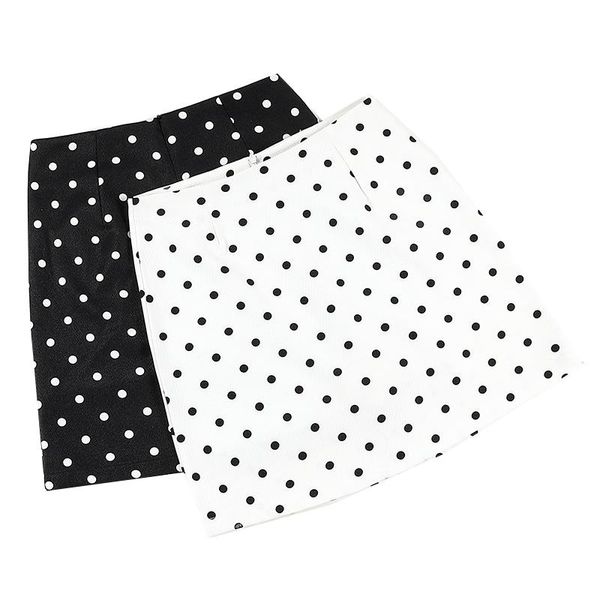 

fashion polka dot women mini skirts high waist package hip summer vinatge female short sweet cute ladies a-line skirt, Black