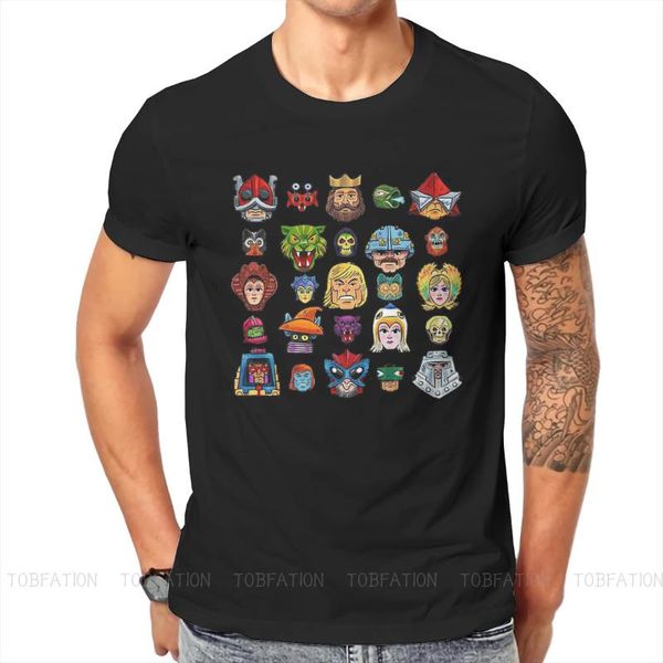 

men's t-shirts faces round collar tshirt he-man and the masters of universe adam cartoon fabric original t shirt man's est big sa, White;black