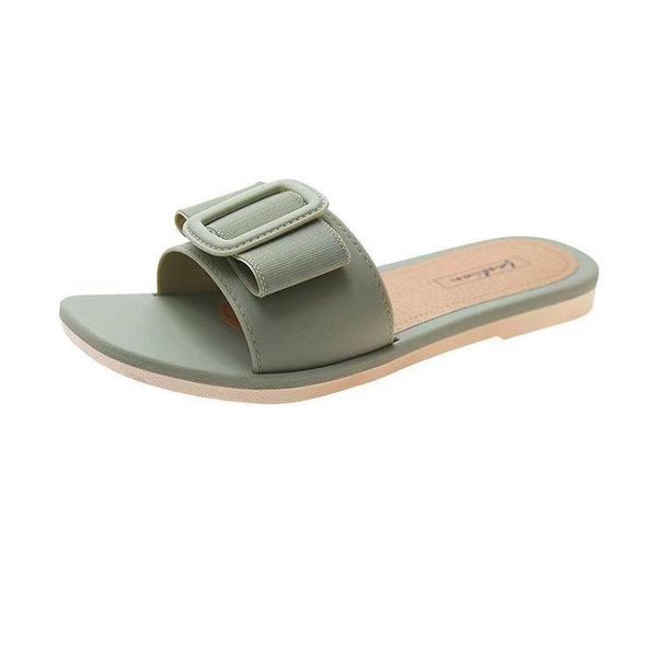 

slippers gzm women's flat bottom square button sandals solid color soft outdoor indoor shoes elegant luxurious, Black