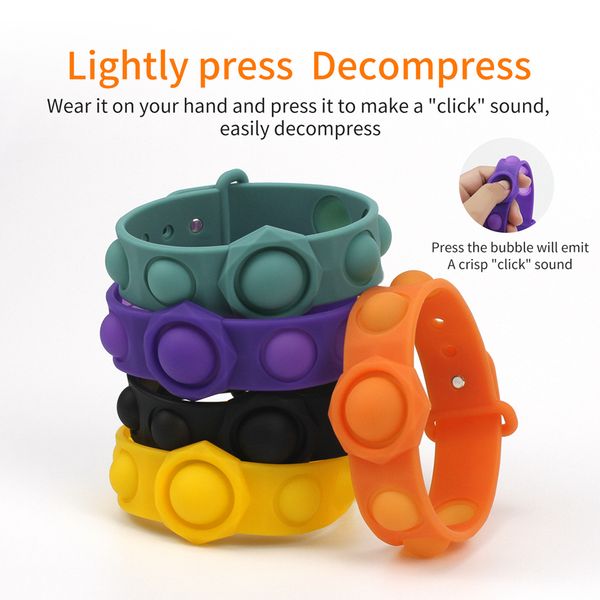 

silicone wristband fidget push bubble sensory toy 5 colors stress reliever toys bracelet by sea lla623
