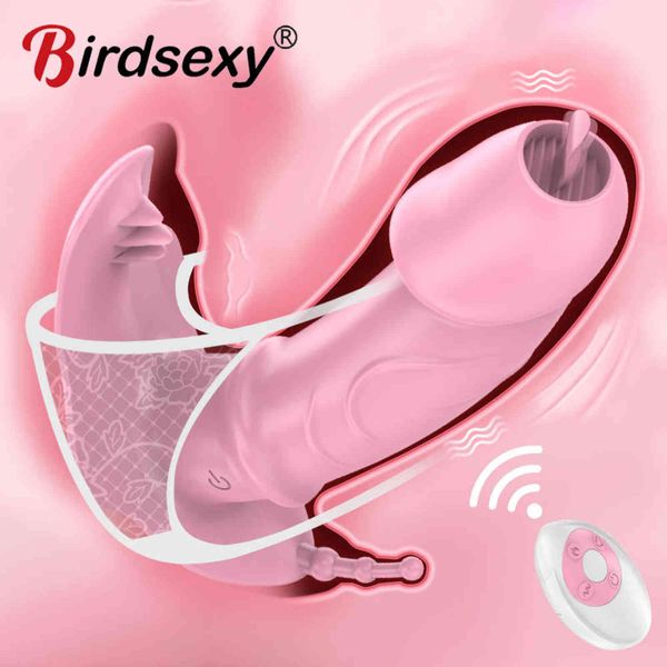 NXY Sex Vibrators usam Língua Clitoral Estimulador Panty Dildo Controle Remoto Sem Fio Invisível Invisível Brinquedos de Ovo de Vibração para Mulher 1201