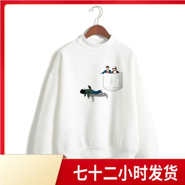 

mens sweater men's wear sweater strange things season autumn plush warm high collar, Black