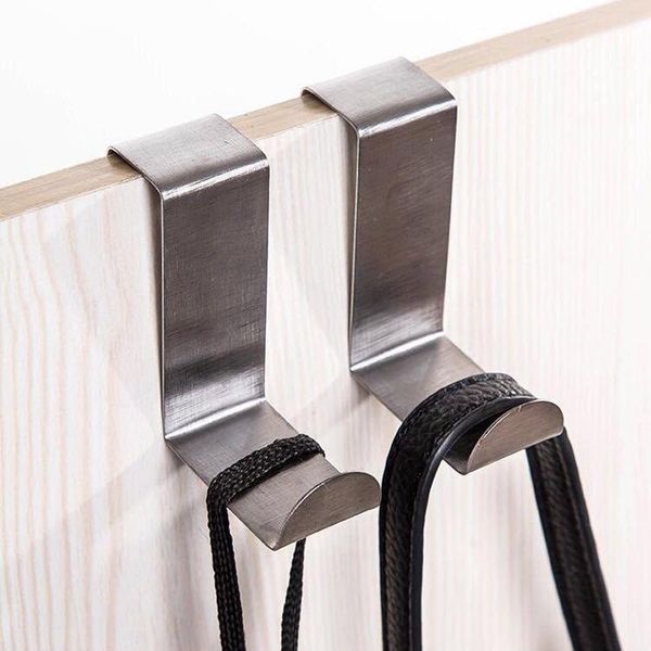 

1/2pcs home kitchen door stainless steel hooks self holder hanger hang coat drawer cabinet towel clothes pothook hook & rails
