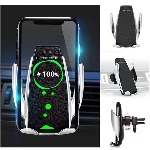 

magic clip s5 car phone holder 10w wireless charger infrared smart induction shrink air outlet bracket for iphone samsung phones dhl