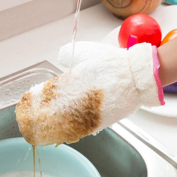 

disposable gloves 2pcs dishwashing for kitchen bamboo fiber waterproof non - dip oil microfiber natural cleaning protect hand magic