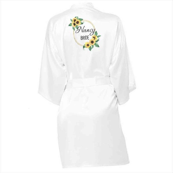 

custom sunflower print kimono robe women sleepwear silk satin wedding bridesmaid maid of honor mother sister the bride robes, Black;red