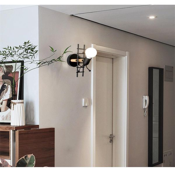 

wall lamp led iron american creative lights metal cartoon robot sconce light bedroom children room luminaire